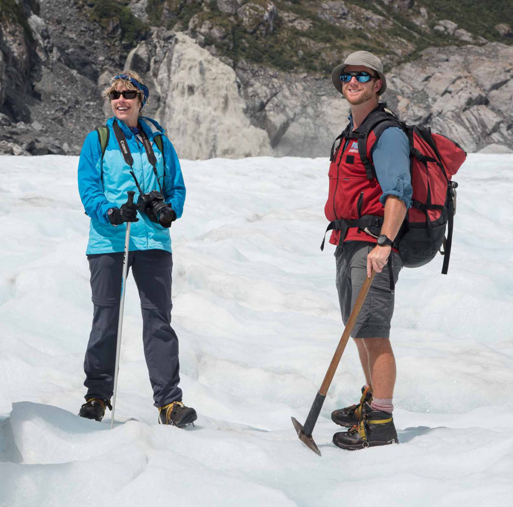 Fox-Glacier-heli-hike-photo-of-Janet-and-guide-Jake