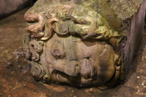 Istanbul-Basilicia-Cistern-Medusa-head-closeup
