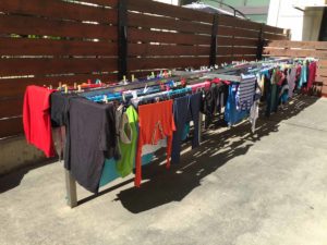 spain-camino-pilgrim-clothes-drying-on-racks