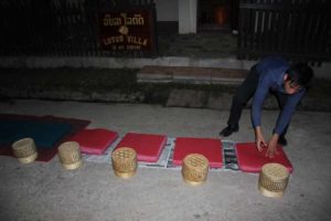 Laos-Luang-prabang-lotus-villa-mats-for alms