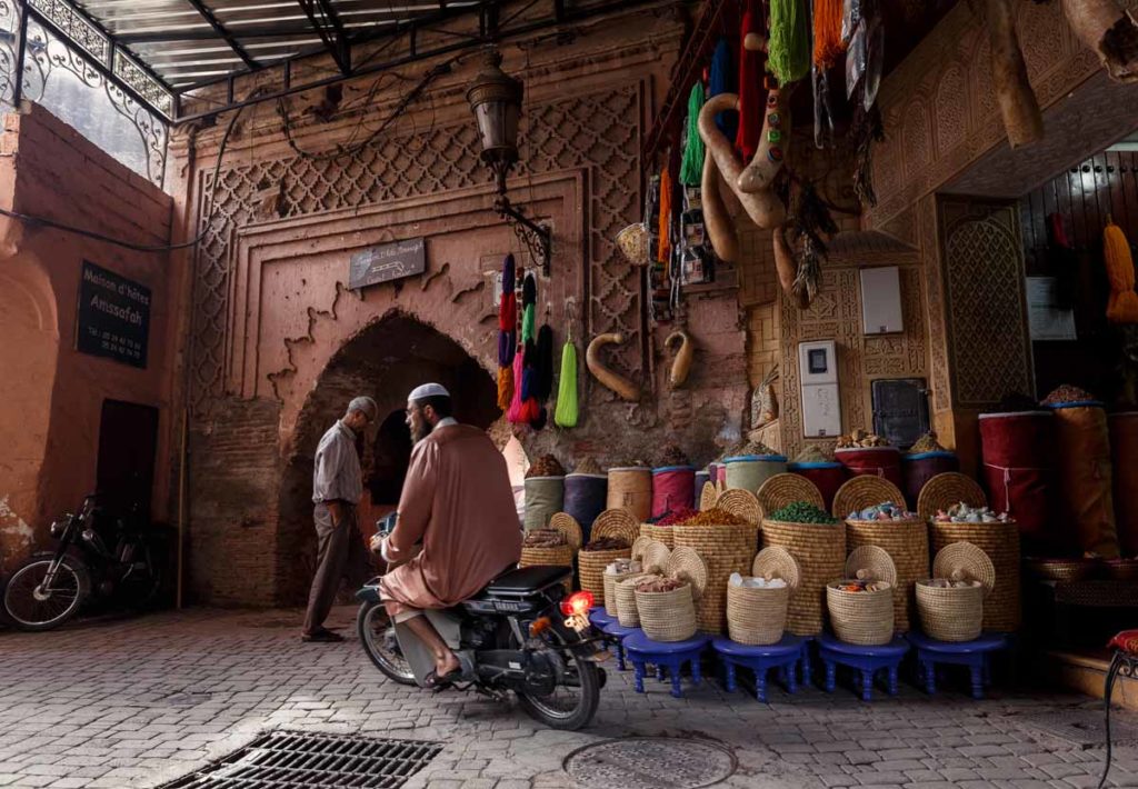 Morocco-Marrakesh-medina-man-on-motorbike