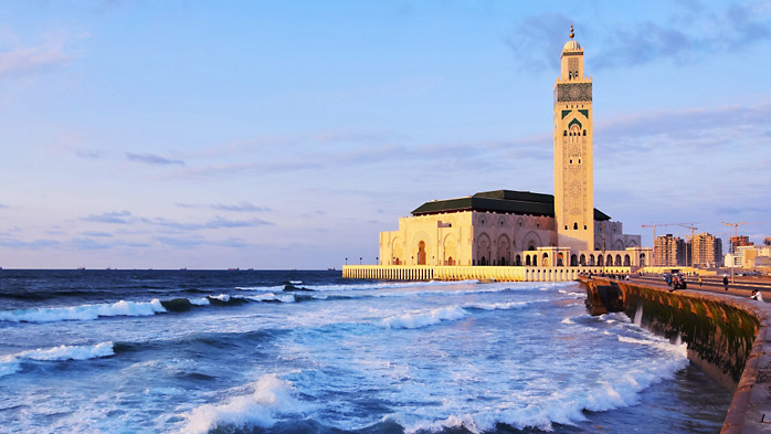 Morocco-casablanca-Hassan-II-Mosque-sea-view