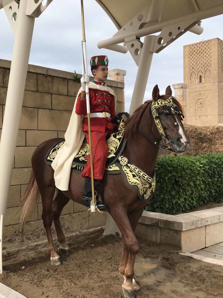 Morocco-Rabat-hassan-tower-guard-horseback
