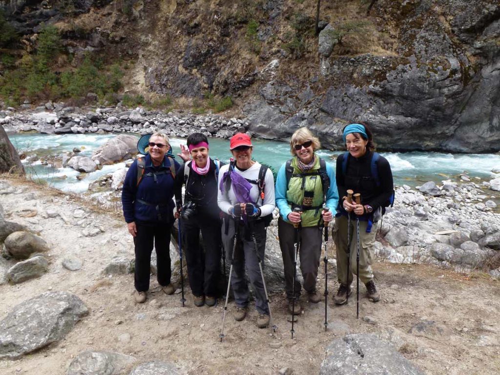 Nepal-trek-group-by-river
