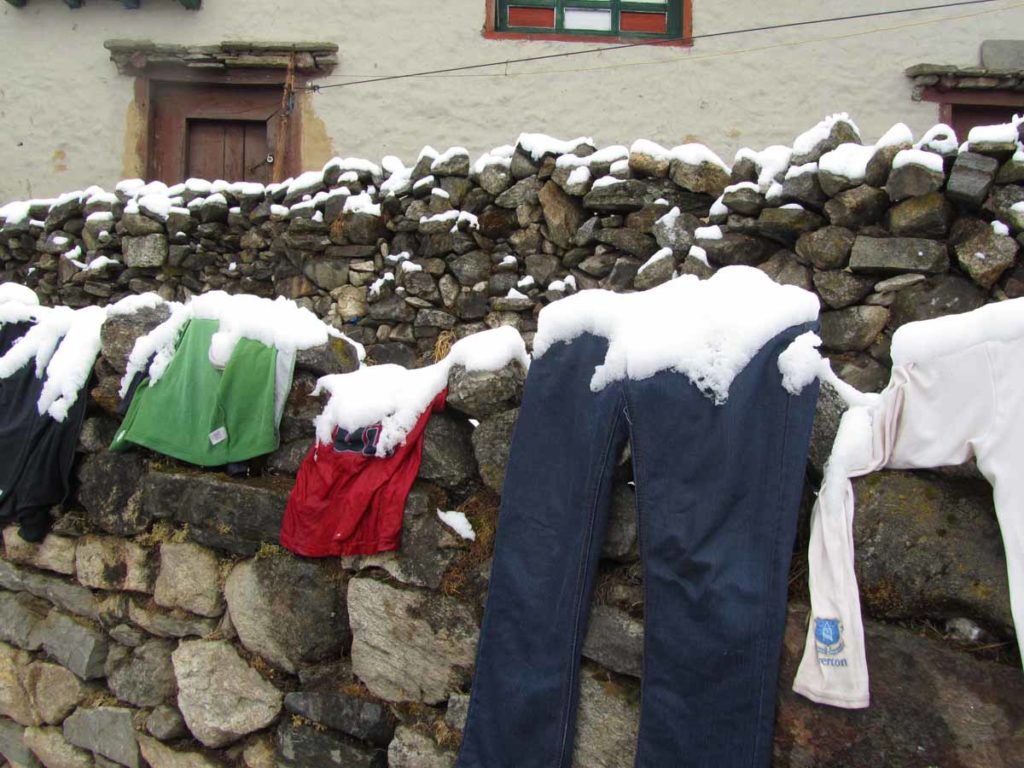 Nepal-trek-laundry-covered-with-snow