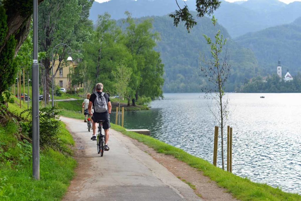slovenia-lake-bled-bicyclists-on-path